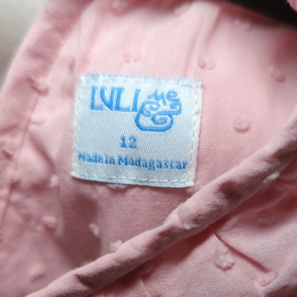 Luli & Me Light Pink Sleeveless Tiered Dress Ruffle Collar + Swiss Dots Size 12 - Picture 2 of 7